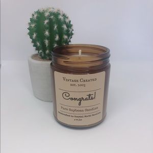 New! Congrats Amber Jar Soy Candle Gift~ 9 oz Jar